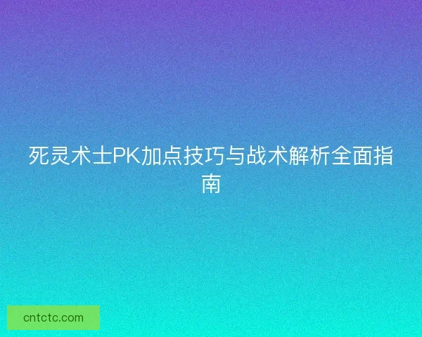 死灵术士PK加点技巧与战术解析全面指南